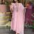 Pink Embroidered Cotton Kurti Pant Dupatta Set Readymade Salwar Kameez For Women