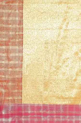 gold floral zari silk blend kanjeevaram saree