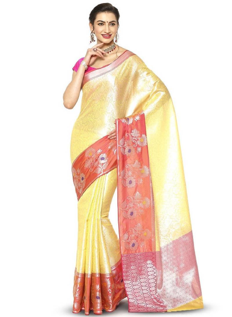 Floral zari silk kanjeevaram saree