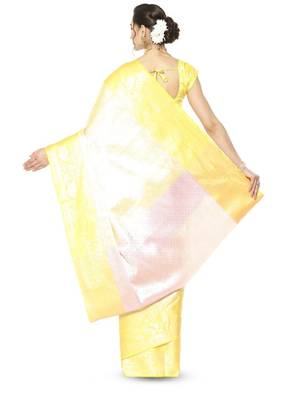 Ethnic motifs woven design zari kanjeevaram saree 2