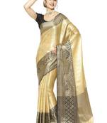 Floral zari silk blend kanjeevaram saree