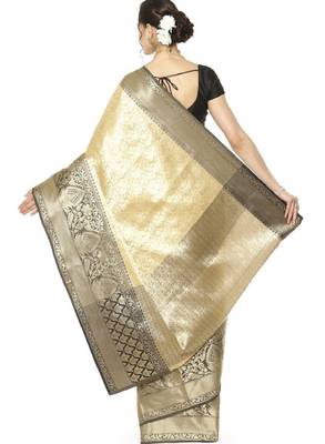 Floral zari silk blend kanjeevaram saree 2