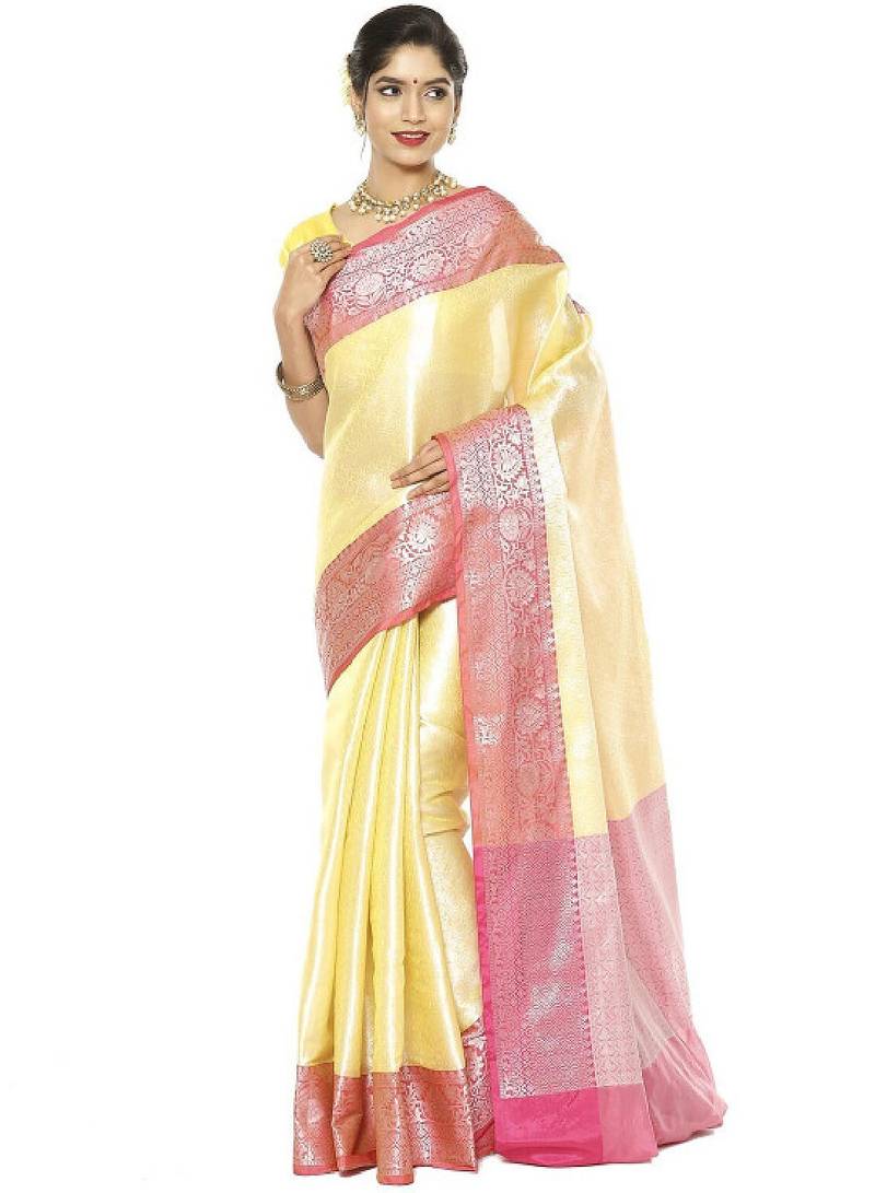 Ethnic motifs woven design zari kanjeevaram silk saree