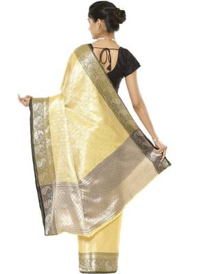 Floral zari silk blend kanjeevaram saree 2