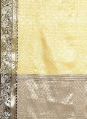 Floral zari silk blend kanjeevaram saree 4