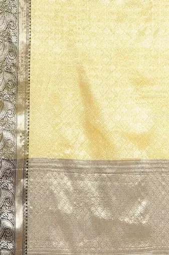 gold regal floral zari silk blend kanjeevaram saree