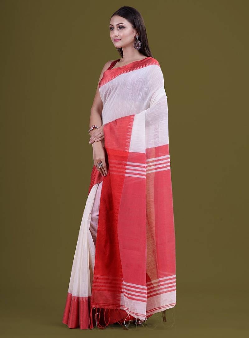 Woven design silk cotton saree