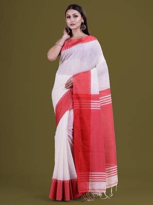 Woven design silk cotton saree 4