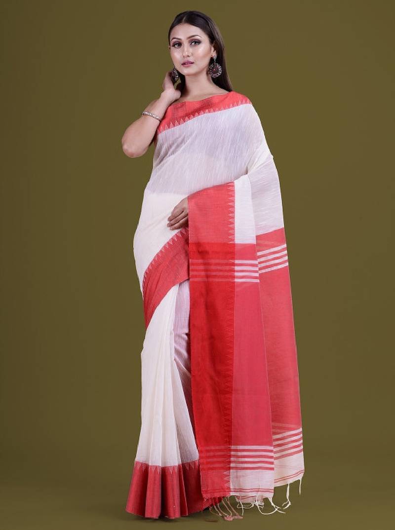 Woven design silk cotton saree