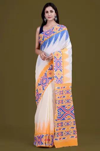 Floral woven design pure cotton saree