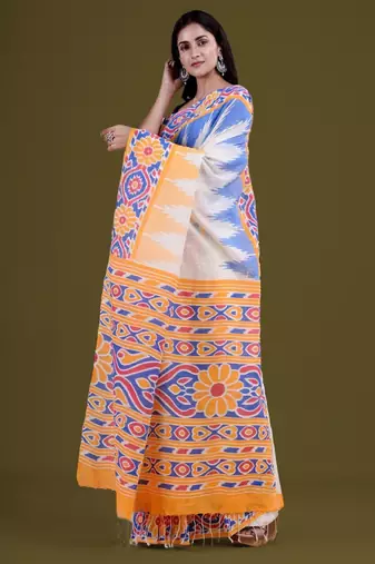 Floral woven design pure cotton saree