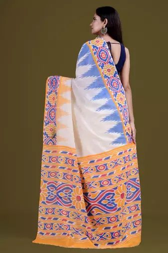 Floral woven design pure cotton saree