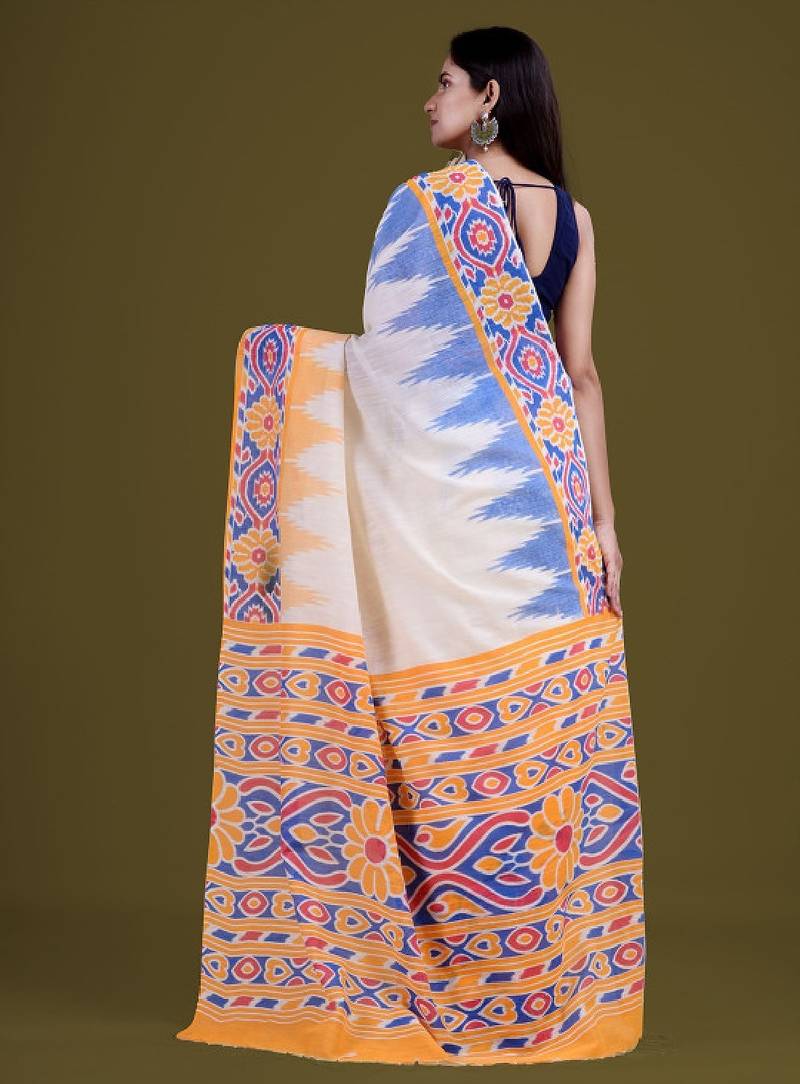 Floral woven design pure cotton saree