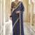 Navy blue organza sequin zari and thread embroidered saree with silk blouse