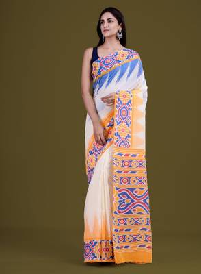 Floral woven design pure cotton saree 4