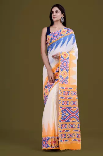 Floral woven design pure cotton saree