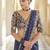 Navy blue organza sequin zari and thread embroidered saree with silk blouse