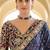 Navy blue organza sequin zari and thread embroidered saree with silk blouse
