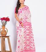 Woven design pure cotton jamdani saree