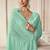 Sea green georgette embroidered saree with unstitched blouse for women