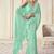Sea green georgette embroidered saree with unstitched blouse for women