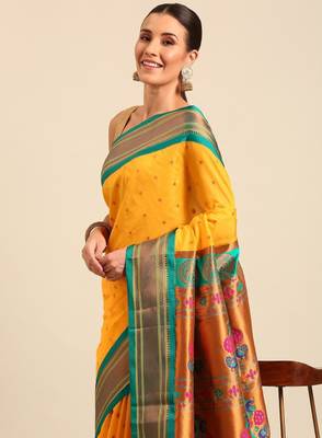Ethnic motifs zari paithani saree 1
