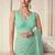 Sea green georgette embroidered saree with unstitched blouse for women