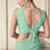 Sea green georgette embroidered saree with unstitched blouse for women