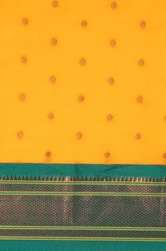 gold silk blend paithani saree with ethnic motifs zari design