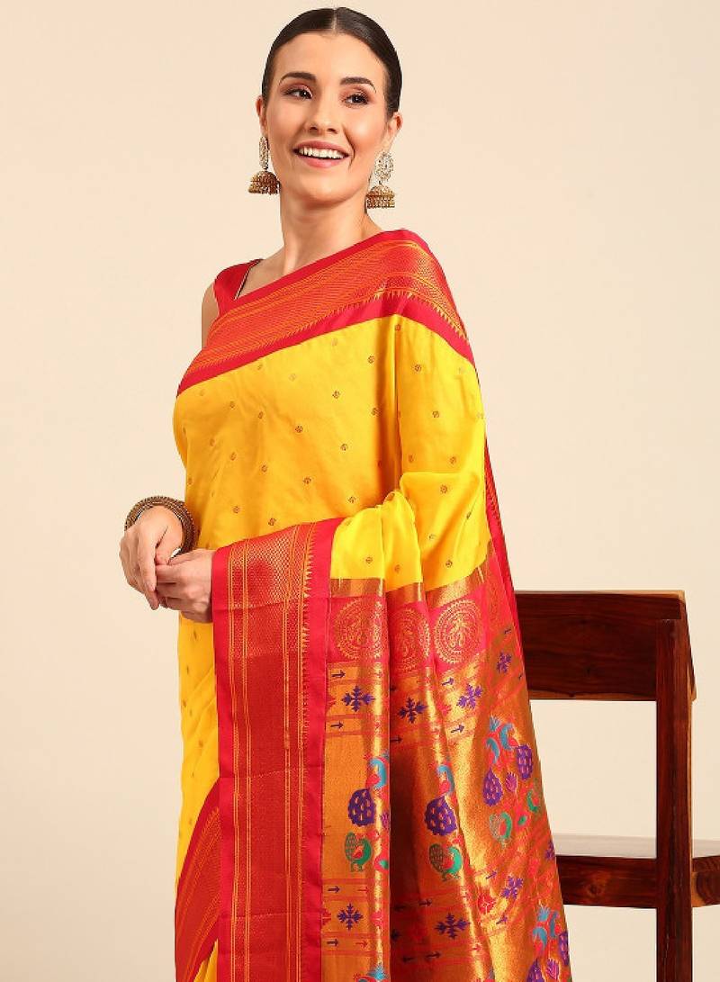 Ethnic motifs zari paithani saree