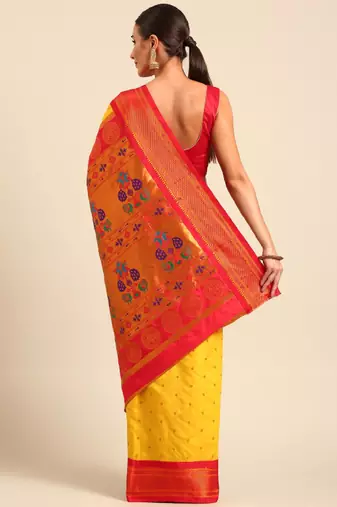 gold ethnic motifs zari silk paithani saree