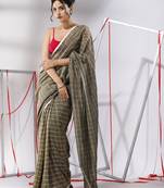 Checked pure cotton saree