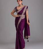 Wine royal kasturi silk saree with zari, dori, foil & 4mm sequins work