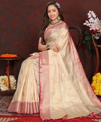 Ethnic motifs woven design zari kanjeevaram saree 4