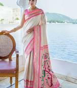 Ethnic motifs woven design zari kanjeevaram saree