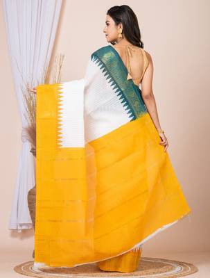 Checked zari pure cotton saree 3