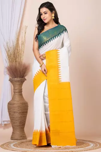 Checked zari pure cotton saree