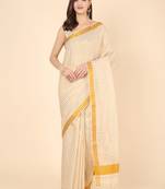 Striped zari pure cotton kasavu saree