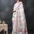 Printed auspicious pots kasavu cotton silk star white saree