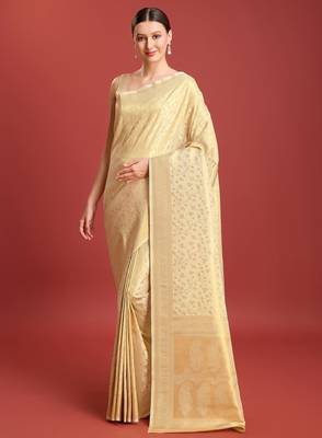 Woven design zari silk blend kanjeevaram saree 1