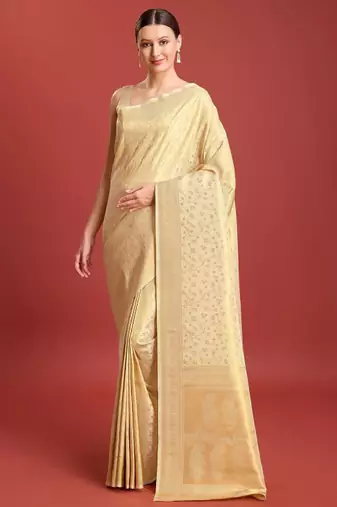 gold zari design silk blend kanjeevaram saree