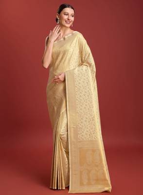 Woven design zari silk blend kanjeevaram saree 2