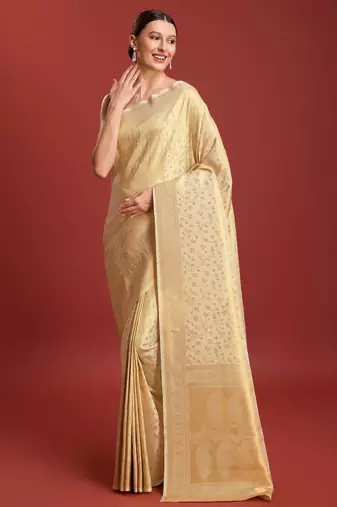 gold zari design silk blend kanjeevaram saree