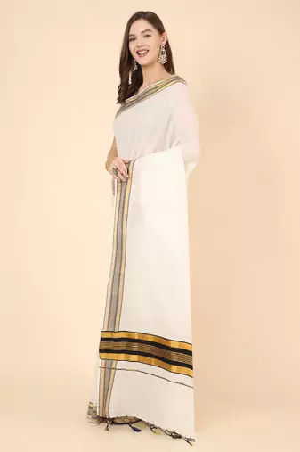 Pure cotton kasavu saree