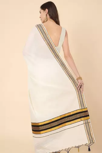 Pure cotton kasavu saree