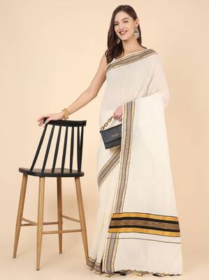 Pure cotton kasavu saree 4