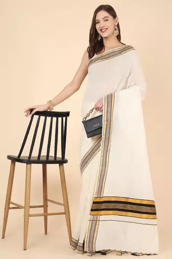 Pure cotton kasavu saree