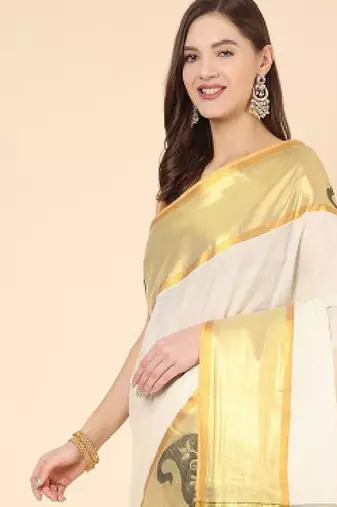 Zari pure cotton kasavu saree