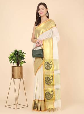 Zari pure cotton kasavu saree 4
