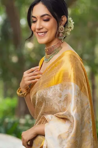 cream zari woven silk kanjeevaram saree